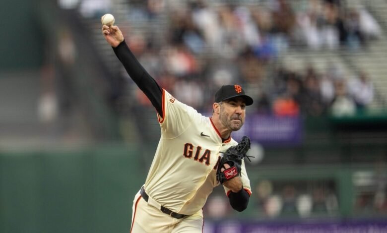 Justin Verlander se enfrentó a un, todavía buscando la primera victoria con el gigante Justin Verlander se enfrentó a un, todavía buscando la primera victoria con el gigante