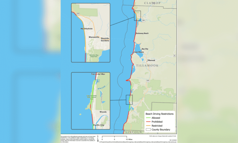 Playa a lo largo de la costa norte de Oregon ve una nueva prohibición de conducir Playa a lo largo de la costa norte de Oregon ve una nueva prohibición de conducir
