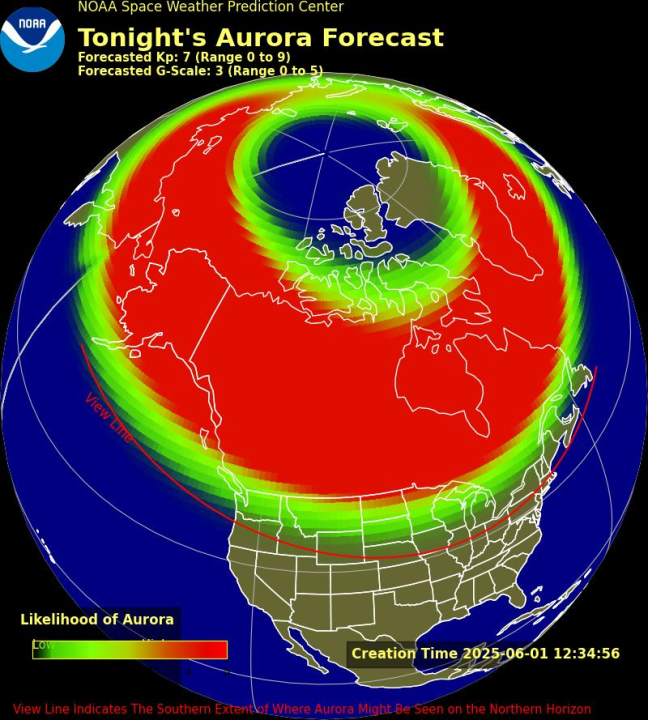 El mapa muestra quién en el PNW, el resto de nosotros podría ver la aurora boreal