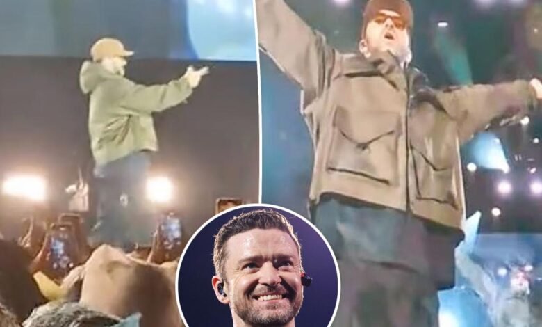 Justin Timberlake Rumania acababa de apretar por cantar durante el concierto