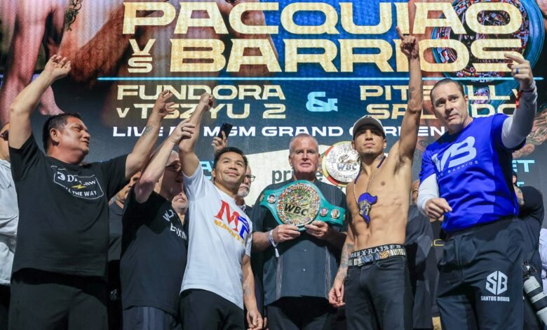 Manny Pacquiao, Mario Barrios realizan peso para Vegas Showdown Manny Pacquiao, Mario Barrios realizan peso para Vegas Showdown