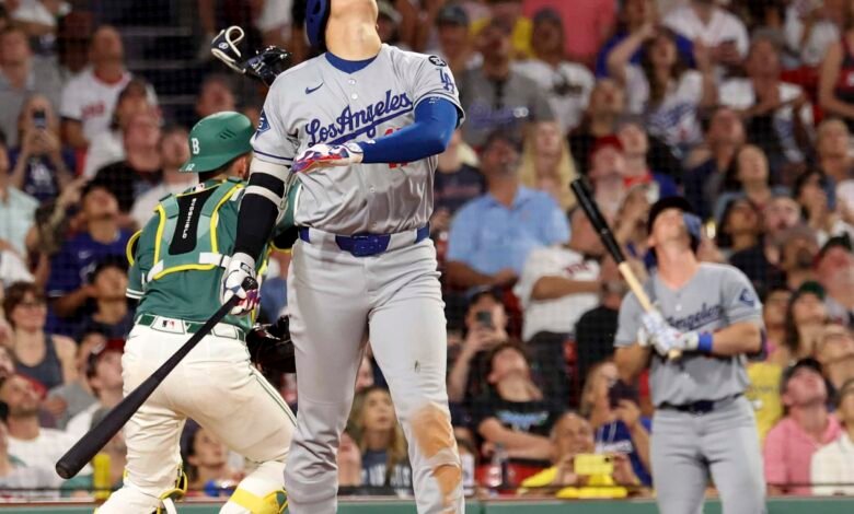 La racha de jonrón de Shohei Ohtani terminó en la victoria de los Dodgers sobre los Medias Rojas