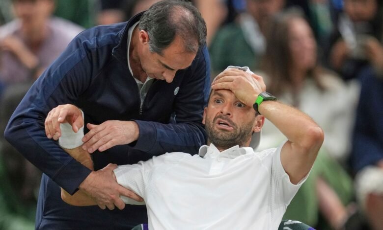 Grigor Dimitrov a la señorita US se abrió con una lesión en el pecho para sufrir la jubilación de Wimbledon | Noticias de tenis Grigor Dimitrov a la señorita US se abrió con una lesión en el pecho para sufrir la jubilación de Wimbledon | Noticias de tenis