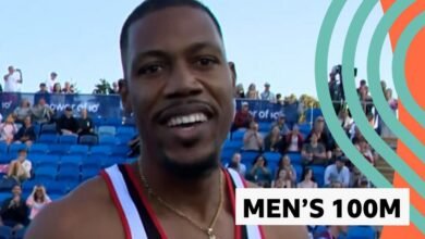Hughes proporcionó un final audaz cuando ganó la final de 100 metros en el campeonato del Reino Unido