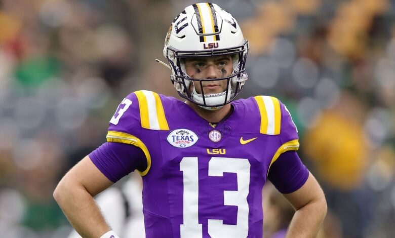 LSU QB Garrett Nussmeier que se ocupa de la tendinitis rotuliana LSU QB Garrett Nussmeier que se ocupa de la tendinitis rotuliana