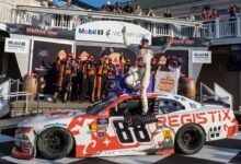 Connor Zilisch Falls de NASCAR celebra, rompiendo la clavícula