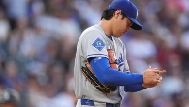 Ohtani da 5 carreras, saca el revestimiento del muslo en la pérdida de los Dodgers