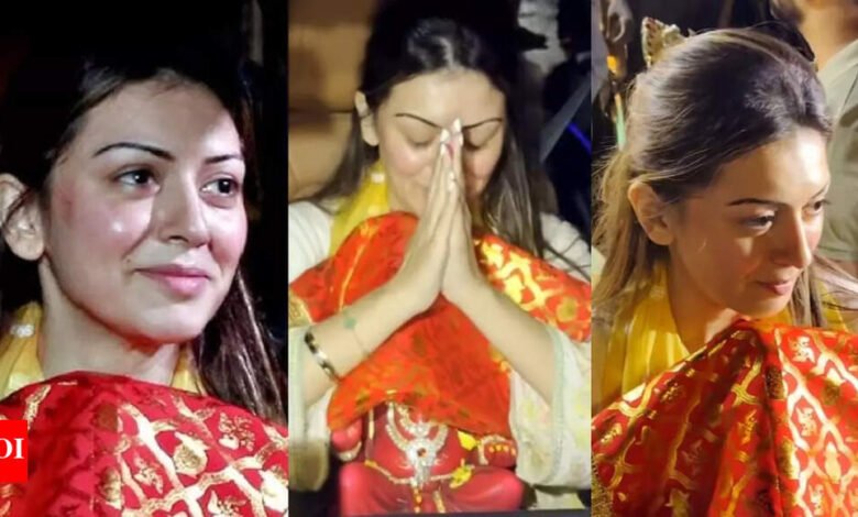 Hansika Motwani sonríe cuando la llevan a casa a Ganapati Bappa. El esposo Sohail Khaturia le da a esto una falla en el rumor del divorcio en las noticias de películas hindi