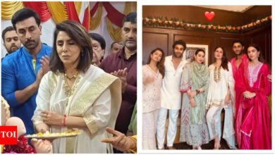 Ranbir Kapoor, Nitu Kapoor sirvió a Aarti durante Ganapati Visarjun; Kareena Kapoor, únete a la familia para celebrar Karisma Kapoor Hindi Movie News
