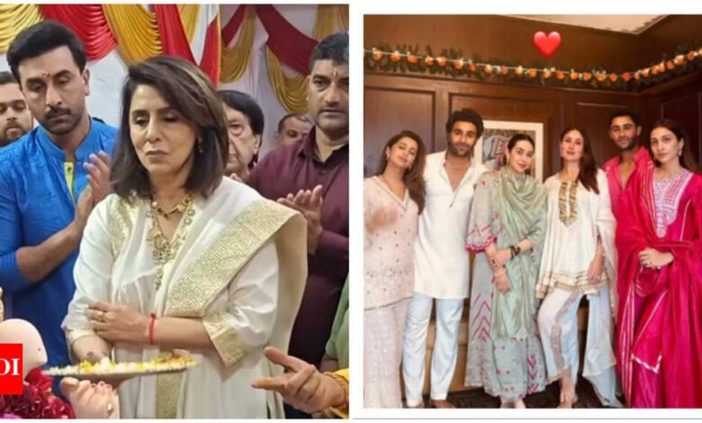 Ranbir Kapoor, Nitu Kapoor sirvió a Aarti durante Ganapati Visarjun; Kareena Kapoor, únete a la familia para celebrar Karisma Kapoor Hindi Movie News Ranbir Kapoor, Nitu Kapoor sirvió a Aarti durante Ganapati Visarjun; Kareena Kapoor, únete a la familia para celebrar Karisma Kapoor Hindi Movie News