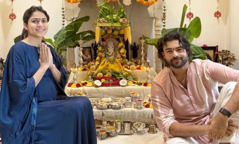Varun Tej Konidlala y Lavaya Tripathi Celebración Ganesh IV, Baby Bump cae la primera foto con