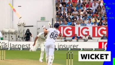 Inglés contra India: Wicket de Harry Brook