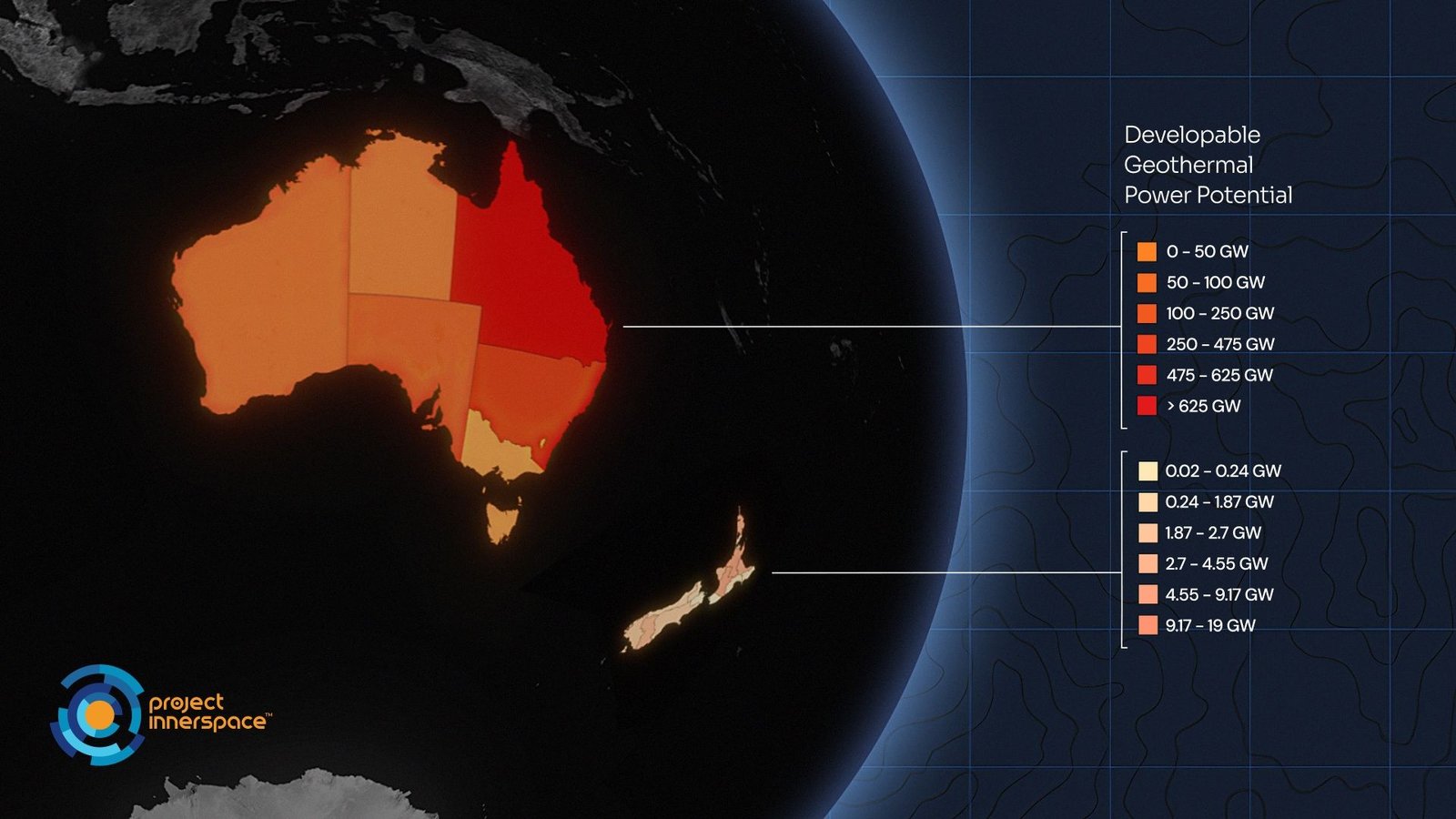 Geomap de Project Space enfatiza las oportunidades en Australia y el calor de Nueva Zelanda.