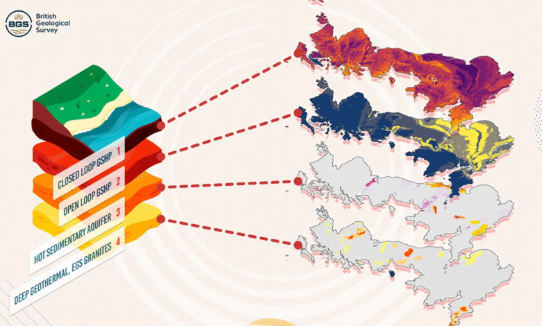 El mapa interactivo enfatiza el potencial del calor del mundo en todo el Reino Unido. El mapa interactivo enfatiza el potencial del calor del mundo en todo el Reino Unido.