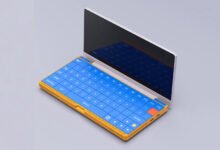 El colorido concepto de computadora portátil A_77 creado por un diseñador de Microsoft muestra cómo se puede ver y sentirse un dispositivo portátil