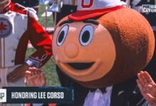 Una de las últimas opciones: Lee Corso montando con los estados de Ohio en la aparición del Final Gameday College.