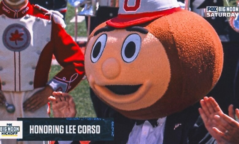 Una de las últimas opciones: Lee Corso montando con los estados de Ohio en la aparición del Final Gameday College.