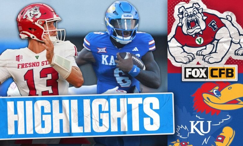 Fresno State Bulldogs en comparación con Kansas Jayhawks sobresalientes | Foot College Football Fresno State Bulldogs en comparación con Kansas Jayhawks sobresalientes | Foot College Football