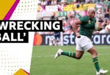 Copa Mundial de la Copa Mundial: Asela Hele de Sudáfrica anota Hat-Trick v Brasil.