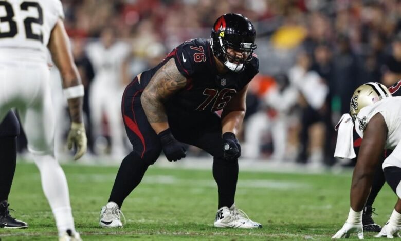 El veterano OL Will Hernández firmó un contrato de un año con el cardenal para asegurarse de proteger el QB Kyler Murray QB