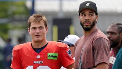 Lesión de Jayson Tatum: la estrella de los Celtics, se recuperó después de ser desgarrado en Aquiles, viendo sin caminar en el campamento de los Patriots.