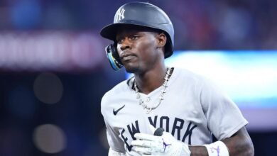 Vista: Jazz Chisholm Jr. La primera base de Yankees se duplica en la segunda base en comparación con los marlins
