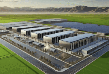 Caterpillar entre grupos que trabajan en el campus masivo del centro de datos de Utah