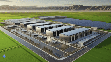 Caterpillar entre grupos que trabajan en el campus masivo del centro de datos de Utah
