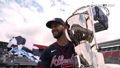 Eli White reflexiona sobre el día de dos casas en la victoria de Braves sobre los rojos en Speedway Classic | MLB en Fox