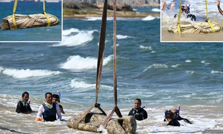 Antiguos tesoros y estatuas levantadas del mar como se descubrió la ciudad egipcia hundida después de 2.000 años Antiguos tesoros y estatuas levantadas del mar como se descubrió la ciudad egipcia hundida después de 2.000 años