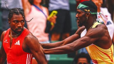 Mahe Lyles fue empujado por Kenny Bednarek después de la final de 200 metros de USATF