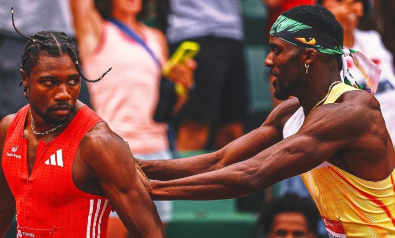 Mahe Lyles fue empujado por Kenny Bednarek después de la final de 200 metros de USATF
