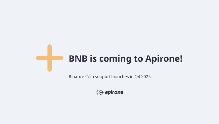 Integración de BNB anunciada para el cuarto trimestre de 2025 en Cryptogateway de Apirone Integración de BNB anunciada para el cuarto trimestre de 2025 en Cryptogateway de Apirone