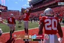 Julian Sayin conectó a Carnell Tate para un TD de 40 yardas, expandiendo el liderazgo de Ohio en Texas