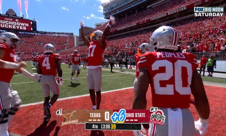 Julian Sayin conectó a Carnell Tate para un TD de 40 yardas, expandiendo el liderazgo de Ohio en Texas Julian Sayin conectó a Carnell Tate para un TD de 40 yardas, expandiendo el liderazgo de Ohio en Texas