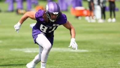 TJ Hockenson fuera del vikingo practicando con lesiones