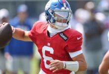 Jaxson Dart es QB3 en la primera tabla de profundidad de Giants