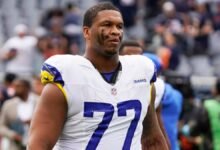 Rams LT Alaric Jackson hará el debut del campamento de entrenamiento, en camino de la Semana 1 después de la pelea de temporada baja con coágulos de sangre