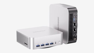 Geekom A9 Max Mini PC Pares AMD Ryzen AI 9 Processing con gráficos Radeon 890m y puede conducir cuatro monitores de 8k simultáneamente