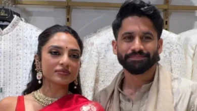 Ver: Sari rojo nupcial con Naga Chaitanya en un evento y Sobbita Dust Shine