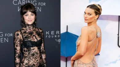 Dakota Johnson y Margot Robbie apenas ven en el nuevo Vestido de Nivel en la nueva imagen de nivel: Fotos