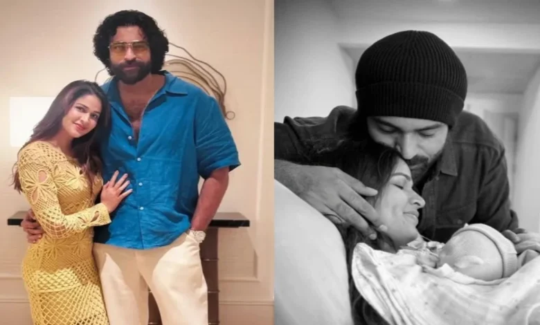 Vista: Varun Tej Newborn Credels Newborn cuando sale del hospital con Lavana Tripathi