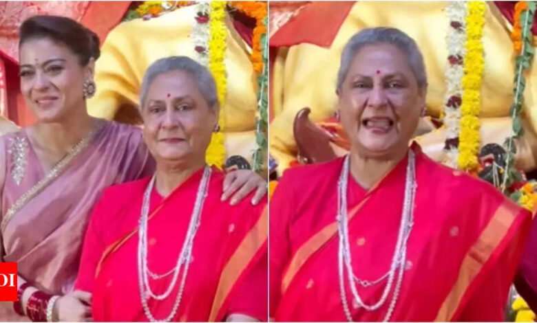 Tan pronto como Jaya Bachchan se rió frente a los paparazzi en el Durga Puja Pandal de Mumbai, los internautas exigieron un Oscar para Kazol – Ver |