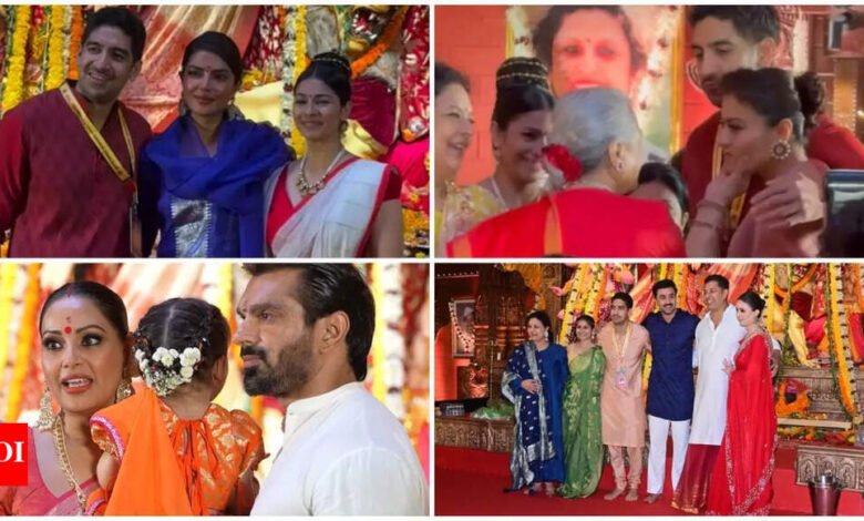 Priyanka Chopra visitó Puja Pandal, el fuerte de la familia Rani Mukherjee-Kajal de Mumbai; Ranbir Kapoor, Bipasha Basu y otros se unieron a la celebración