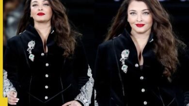 War Shawaria Rai Bachchan Persona Fashion Week Turns Week cuando enciende el aspecto negro Shiny Shimari: Ver