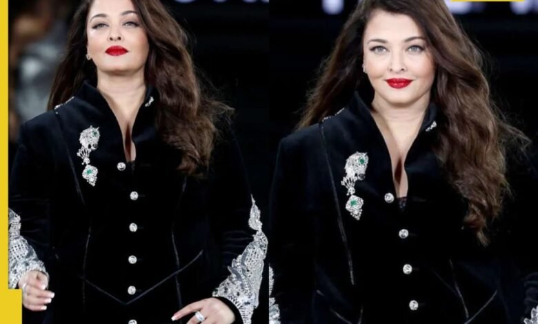War Shawaria Rai Bachchan Persona Fashion Week Turns Week cuando enciende el aspecto negro Shiny Shimari: Ver