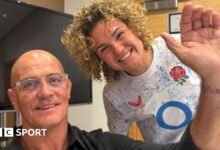Ellie Kildunne Tattoos John Mitchell es una británica que celebra la Copa Mundial de Rugby ganador.