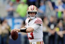 Brock Purdy progresando hacia el regreso de la lesión vs. Jags, dice Kyle Shanahan de 49ers
