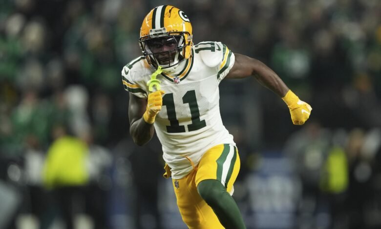 Jayden Reed de Packers vs. Comandantes después de sufrir lesiones en el hombro en TNF
