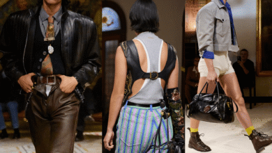 La aparición de la Versace gay de Dario Vitale para los anillos de cuero por primera vez y los picos de tanque desnudos